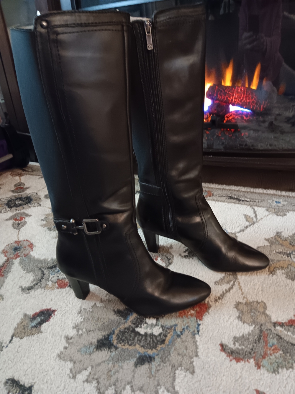 Anne Klein Classic Women's Black Knee-High Heeled Boots